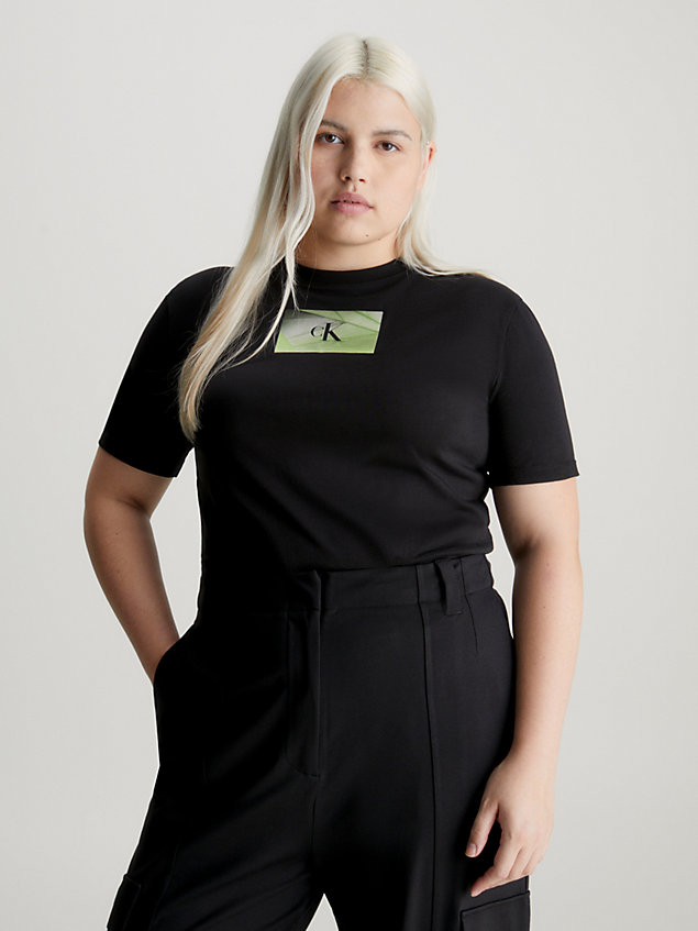 t-shirt grande taille avec logo black pour femmes calvin klein jeans