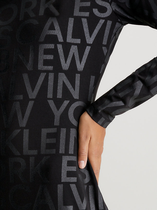 miniabito con logo all-over black da donna calvin klein jeans