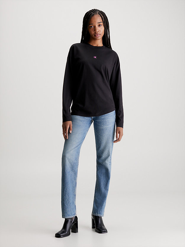 ck black boyfriend t-shirt met lange mouwen voor dames - calvin klein jeans