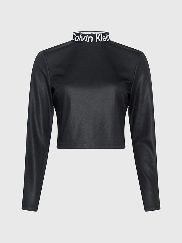 ck black milano top met lange mouwen en logotape voor dames - calvin klein jeans
