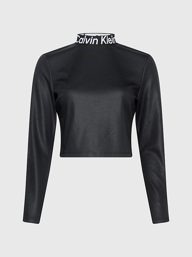 black langärmliges milano top mit logo tape für damen - calvin klein jeans