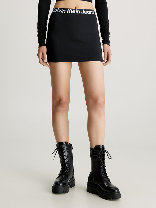 ck black milano logo tape mini skirt for women calvin klein jeans