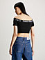 ck black milano logo tape off-shoulder top for women calvin klein jeans