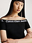 ck black milano logo tape off-shoulder top for women calvin klein jeans