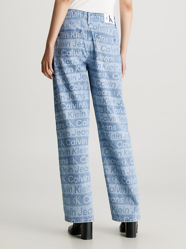 90's straight all-over logo jeans denim de mujer calvin klein jeans