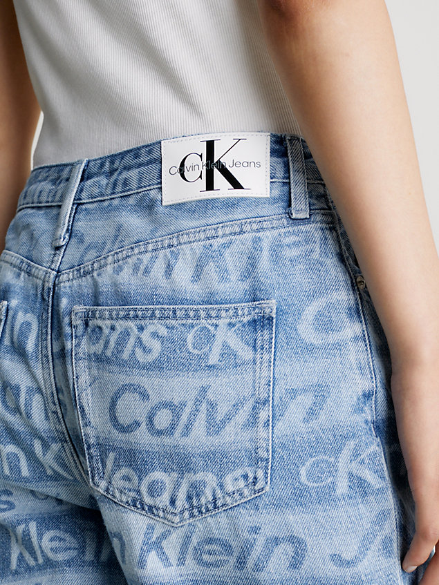 jean 90's straight entièrement imprimé de logos denim pour femmes calvin klein jeans