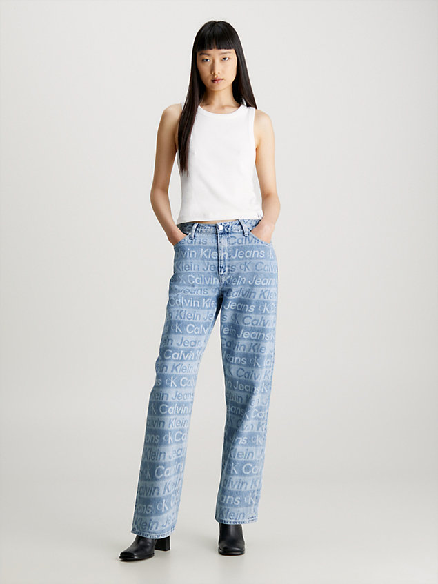 90's straight all-over logo jeans denim de mujer calvin klein jeans