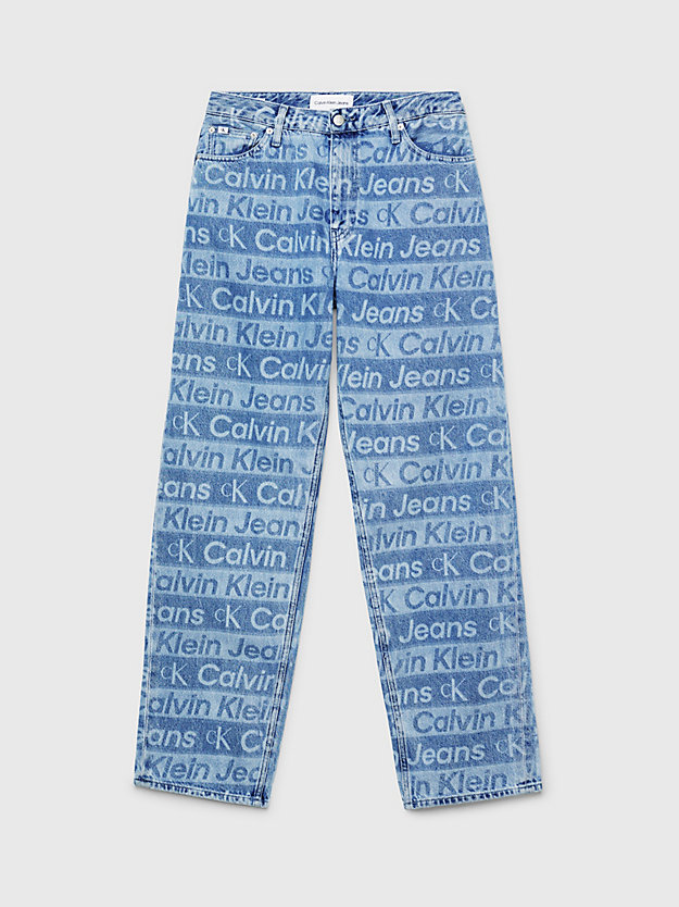 jean 90's straight entièrement imprimé de logos denim light pour femmes calvin klein jeans