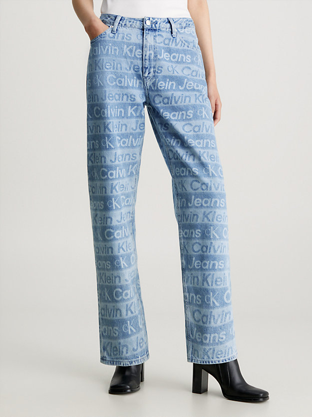 denim light 90's straight all-over logo jeans for women calvin klein jeans