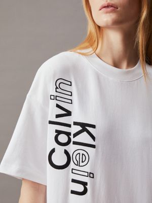 Calvin Klein Women's Soft Crew Neck Rolled Sleeve Graphic Logo T