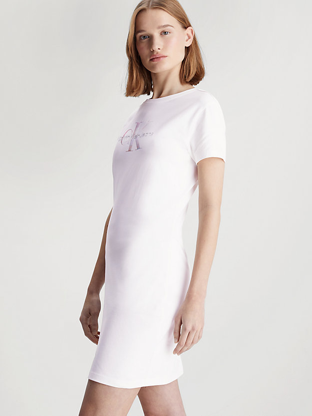 robe t-shirt avec monogramme bright white pour femmes calvin klein jeans