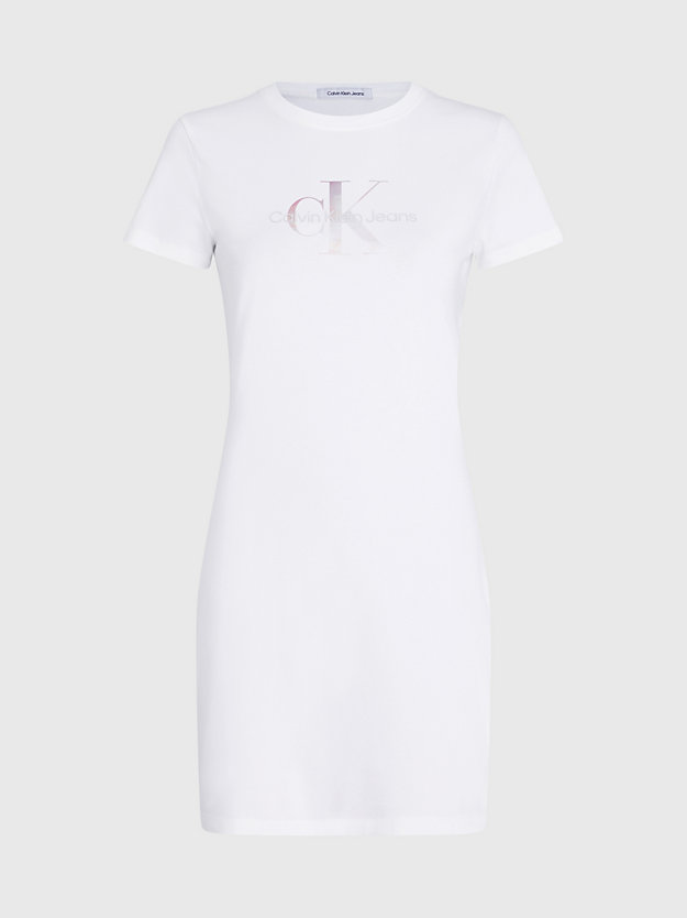 abito a t-shirt con monogramma bright white da donne calvin klein jeans