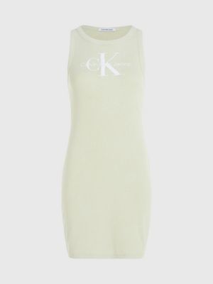 Monogramm-Trägerkleid aus gerippter Baumwolle J20J223069LFU | Calvin Klein®