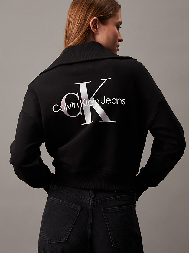 ck black cotton terry zip up cardigan for women calvin klein jeans