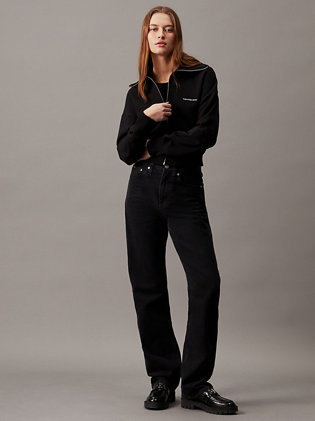 ck black cotton terry zip up cardigan for women calvin klein jeans