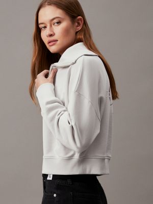 Calvin Klein terry crop sweatshirt in cream