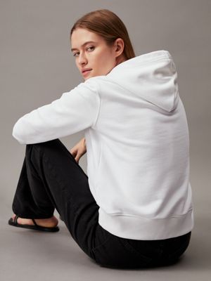 bright white monogram hoodie voor dames - calvin klein jeans