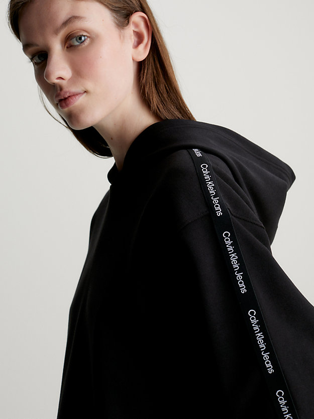 ck black lässiger hoodie mit logo tape für damen - calvin klein jeans
