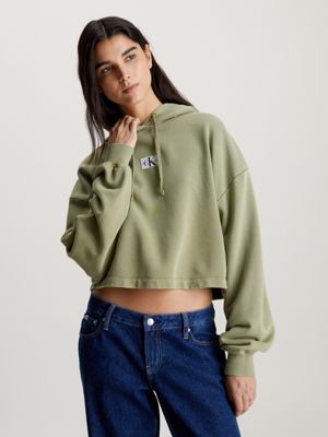 Washed Cotton Cropped Hoodie Calvin Klein J20J223082L9N