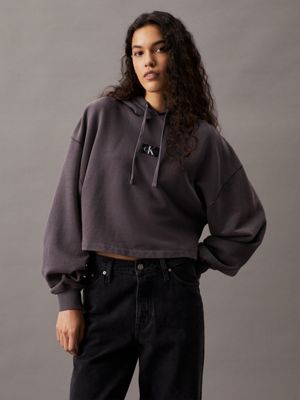 Calvin klein black outlet cropped hoodie