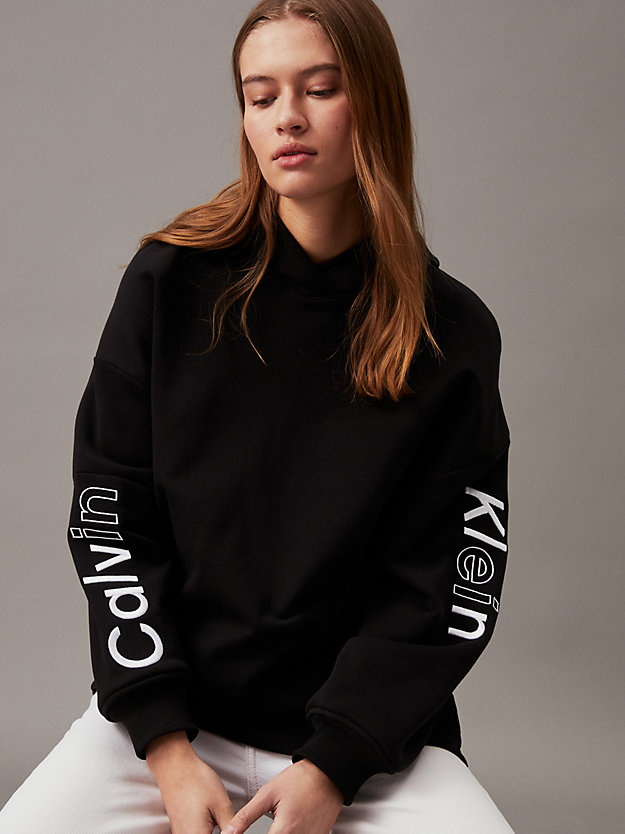 ck black oversized logo hoodie for women calvin klein jeans