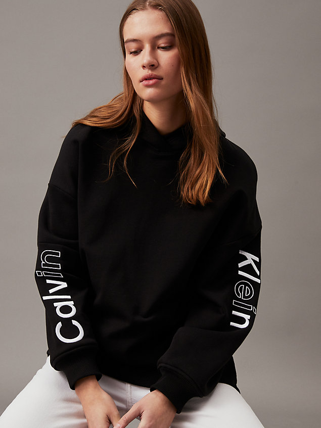 black oversized hoodie met logo voor dames - calvin klein jeans
