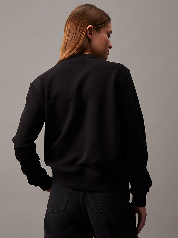ck black cotton terry badge sweatshirt for women calvin klein jeans