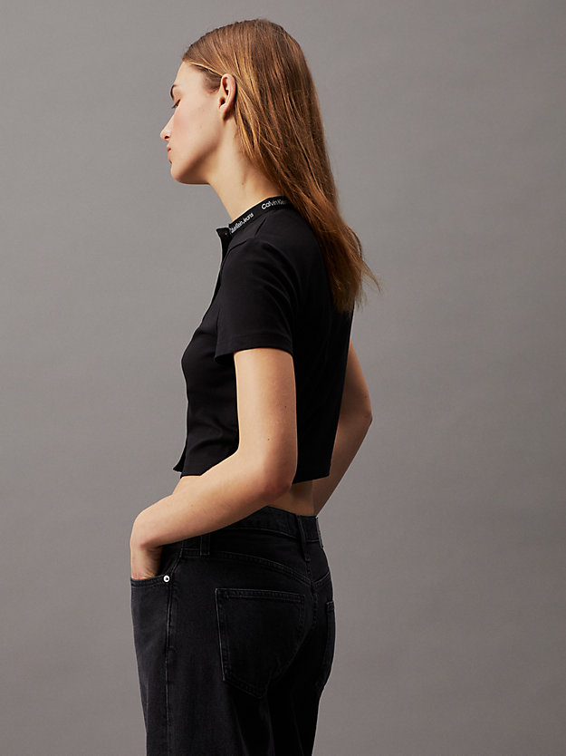 ck black logo tape short sleeve top for women calvin klein jeans