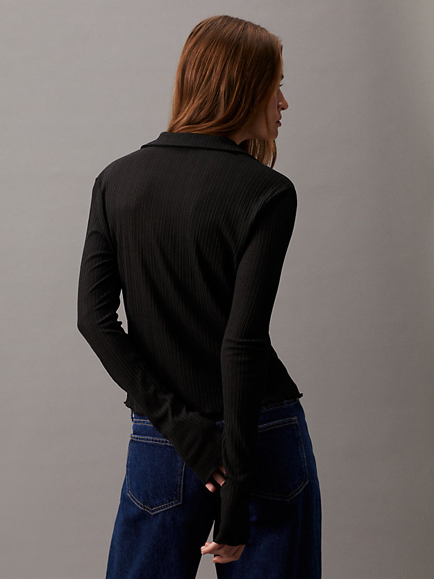 chemise transparente ajustée et côtelée ck black pour femmes calvin klein jeans