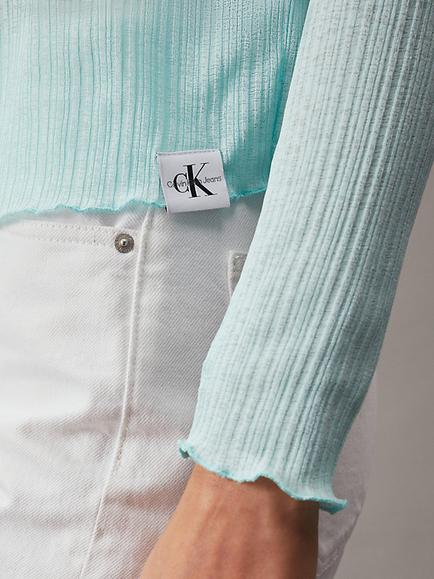 chemise transparente ajustée et côtelée blue tint pour femmes calvin klein jeans