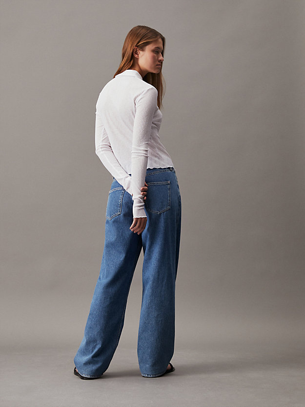camicia aderente a coste trasparente bright white da donne calvin klein jeans