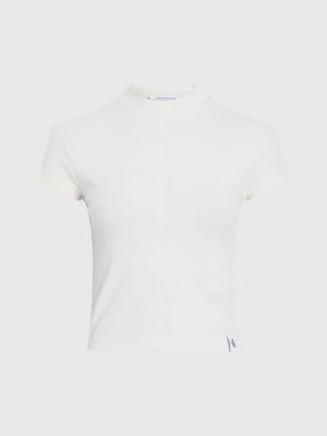 icicle slim ribbed short sleeve top for women calvin klein jeans