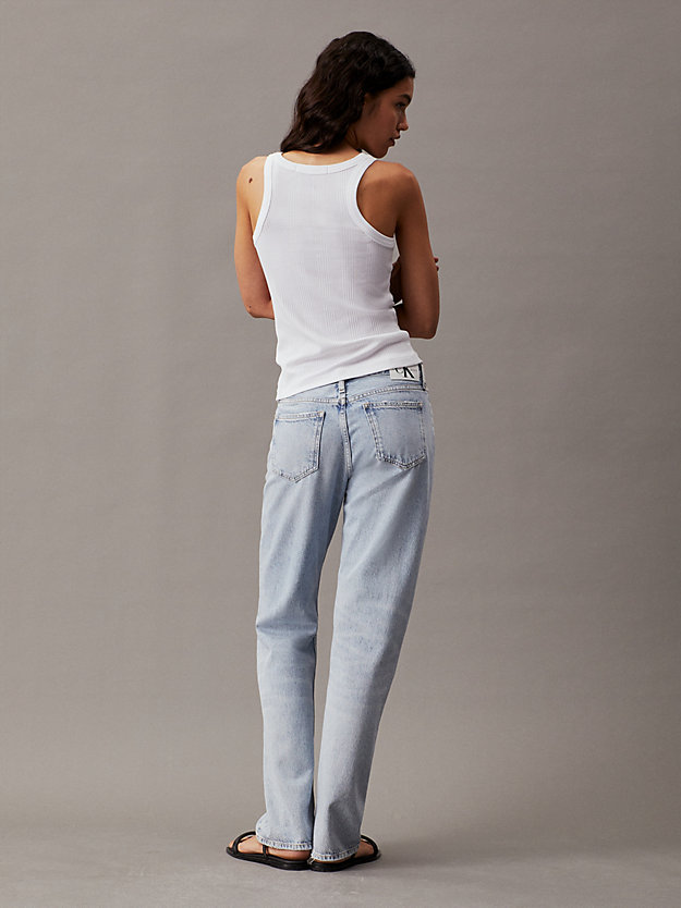 débardeur slim en jersey côtelé bright white pour femmes calvin klein jeans