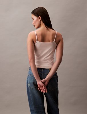 silver peony slim monogram cami top for women calvin klein jeans