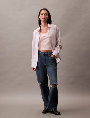 silver peony slim monogram cami top for women calvin klein jeans