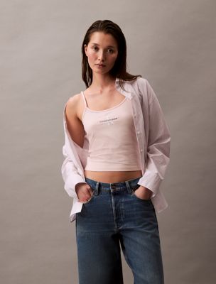 pink slim monogram cami top for women calvin klein jeans