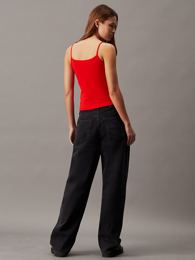 débardeur slim avec monogramme fiery red pour femmes calvin klein jeans