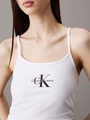 bright white slim monogram cami top for women calvin klein jeans