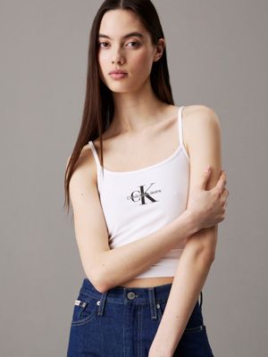 white slim monogram cami top for women calvin klein jeans