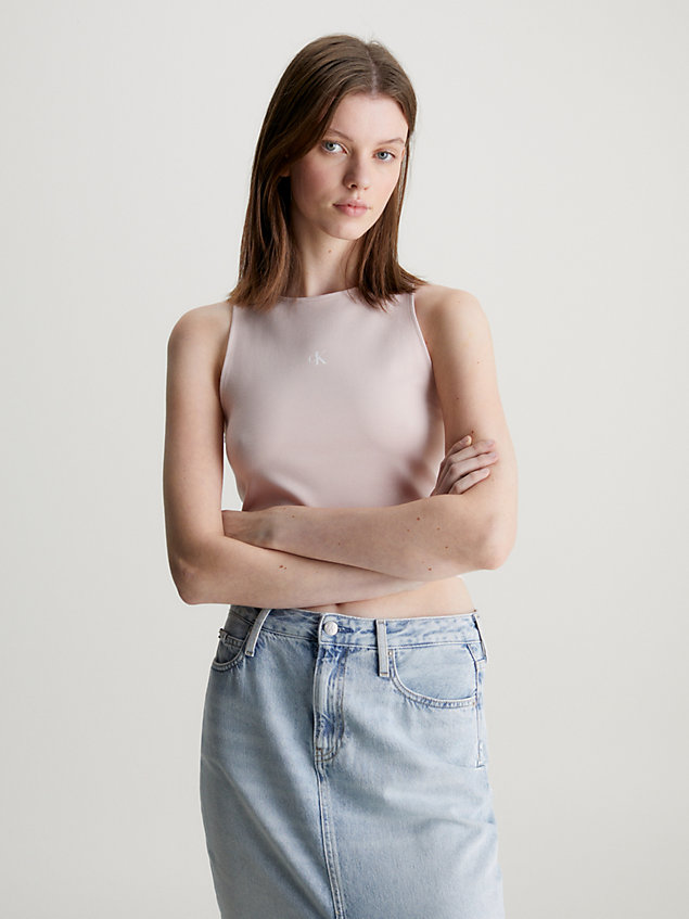 pink cut-out-top aus milano-jersey für damen - calvin klein jeans