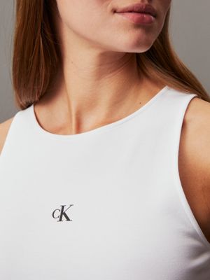 bright white milano jersey cut out top for women calvin klein jeans