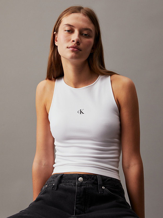 bright white milano jersey cut out top for women calvin klein jeans
