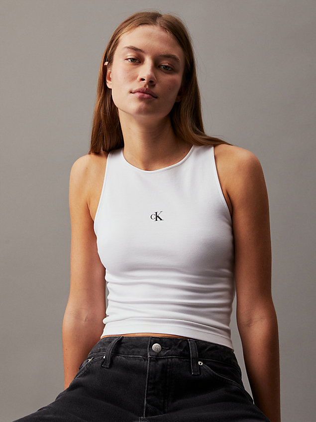 white milano jersey cut out top for women calvin klein jeans