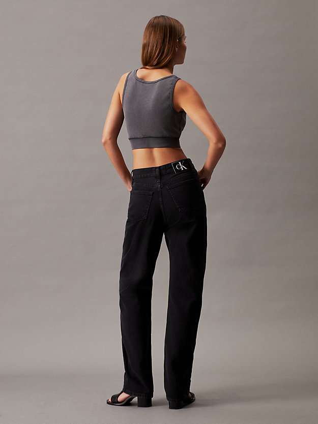 crop top en coton délavé washed black pour femmes calvin klein jeans