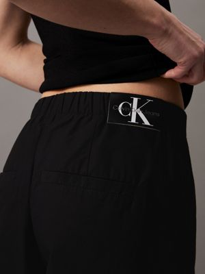 ck black cotton straight cargo pants for women calvin klein jeans