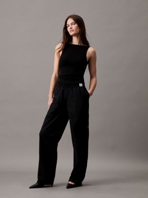 ck black cotton straight cargo pants for women calvin klein jeans