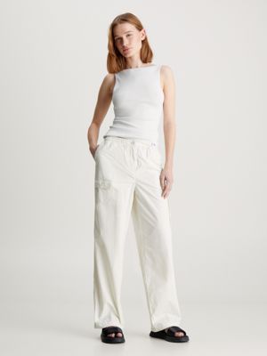 icicle cotton straight cargo pants for women calvin klein jeans