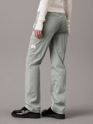 slate gray soft twill straight trousers for women calvin klein jeans