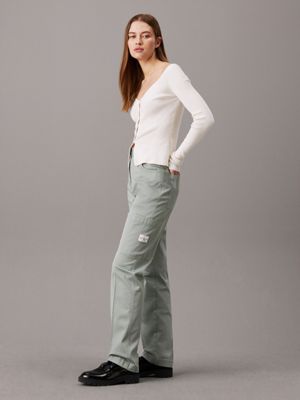 slate gray soft twill straight trousers for women calvin klein jeans