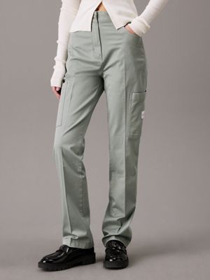 grey soft twill straight trousers for women calvin klein jeans